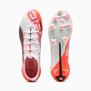 Chaussures de soccer à crampons pour terrain ferme ULTRA 5 ULTIMATE Homme, PUMA White-PUMA Black-Glowing Red, extralarge